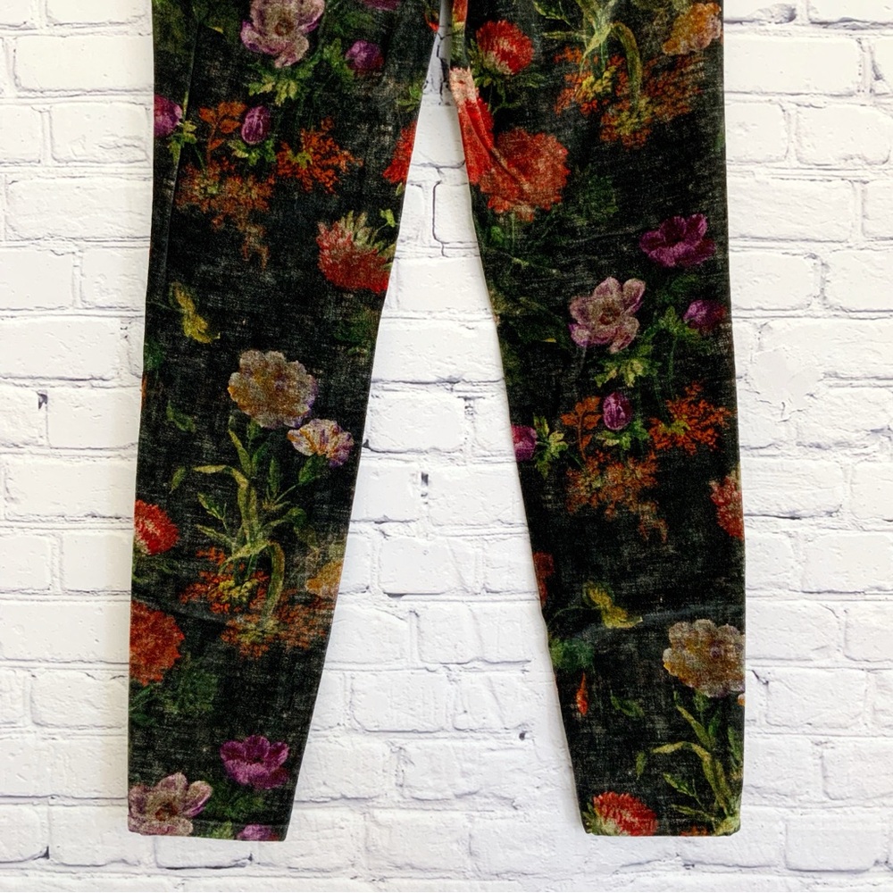 New Anthropologie Pilcro Velvet Floral Pants High Rise Skinny Ankle Size 27 - Picture 9 of 11